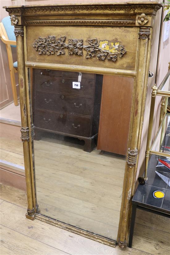 An early Victorian gilt glass mirror, H.135cm